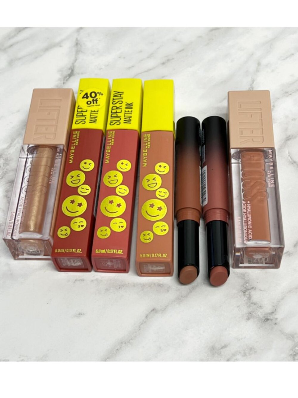 7 Maybelline Lifter Lip Gloss, Ultimatte Lipstick & Matte Liquid Lipstick Lot